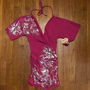 Pink Floral Dress with Silver Accents NWT